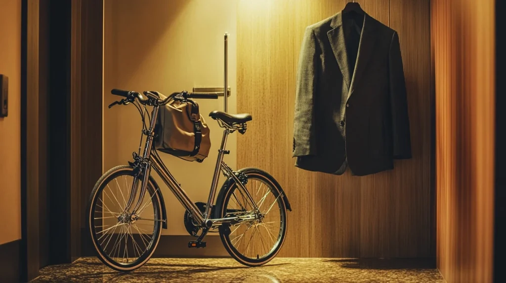 ホテルルームのブロンプトンT-Lineと出張スーツ