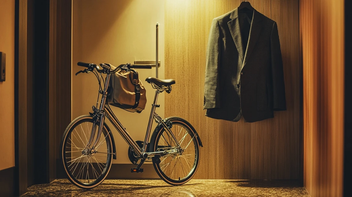 ホテルルームのブロンプトンT-Lineと出張スーツ